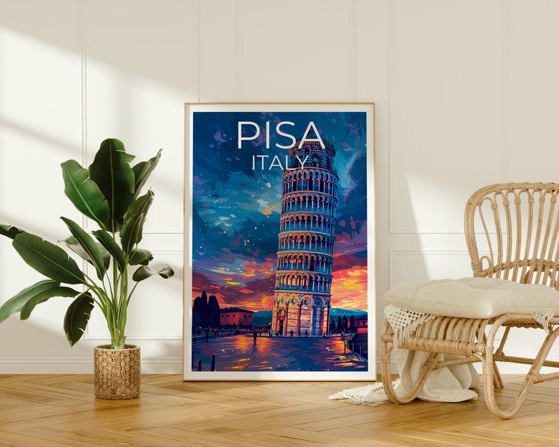 Leaning Tower of Pisa Poster, Italy Print, Italy Art, Tower of Pisa Print, Pisa Art, Tower of Pisa Art