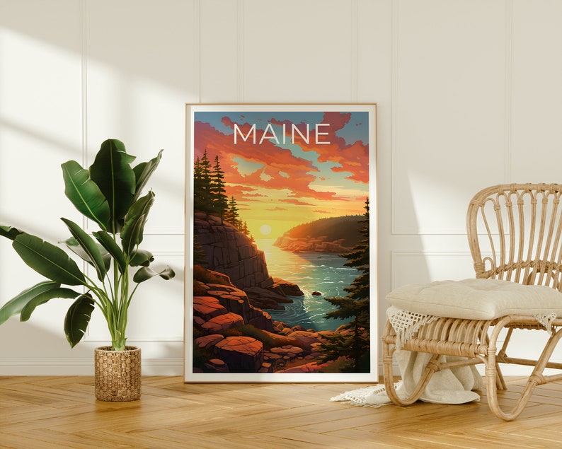 Maine Poster, Maine Print, Coast Poster, Coast Print, Maine Travel Poster, Coast Art, Maine Art