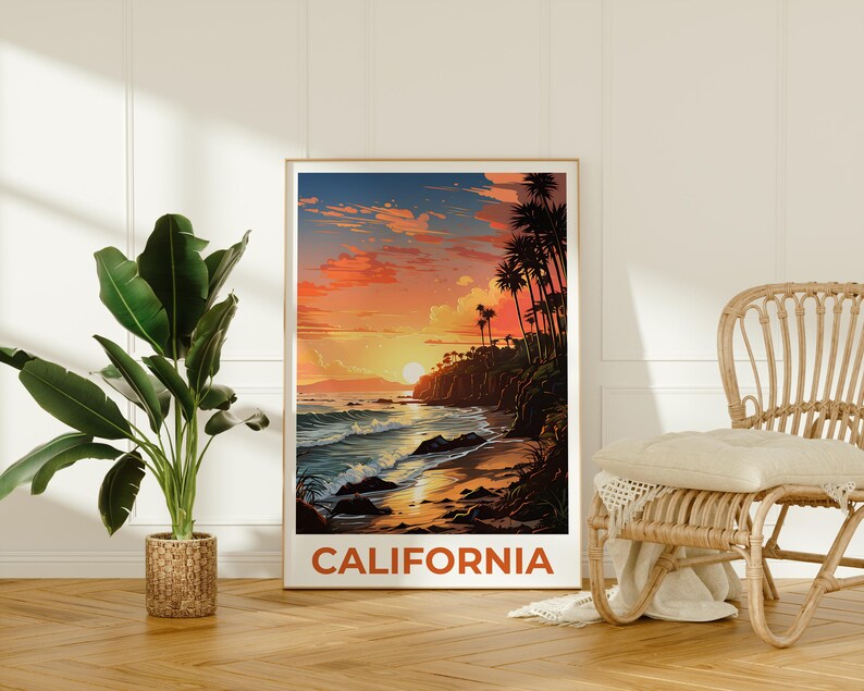 California Poster, SoCal Print, Coastal Art, California Illustration, Palm Trees Wall Art, Travel Poster, Home Decor, Birthday Gift