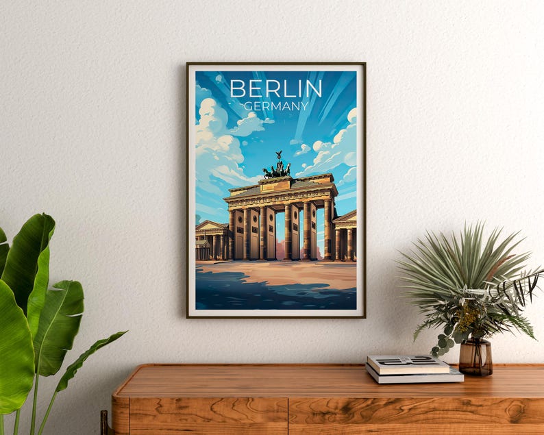 Berlin Travel Print, Germany Poster, Brandenburg Gate Wall Art, European Architecture Illustration, Berlin Poster, Home Decor, Birthday Gift