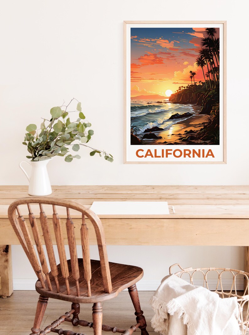 California Poster, SoCal Print, Coastal Art, California Illustration, Palm Trees Wall Art, Travel Poster, Home Decor, Birthday Gift