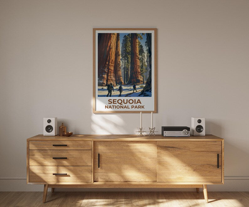 Sequoia National Park Poster, California Travel Print, Sequoia Wall Art, Giant Tree Illustration, Home Decor, Birthday Gift