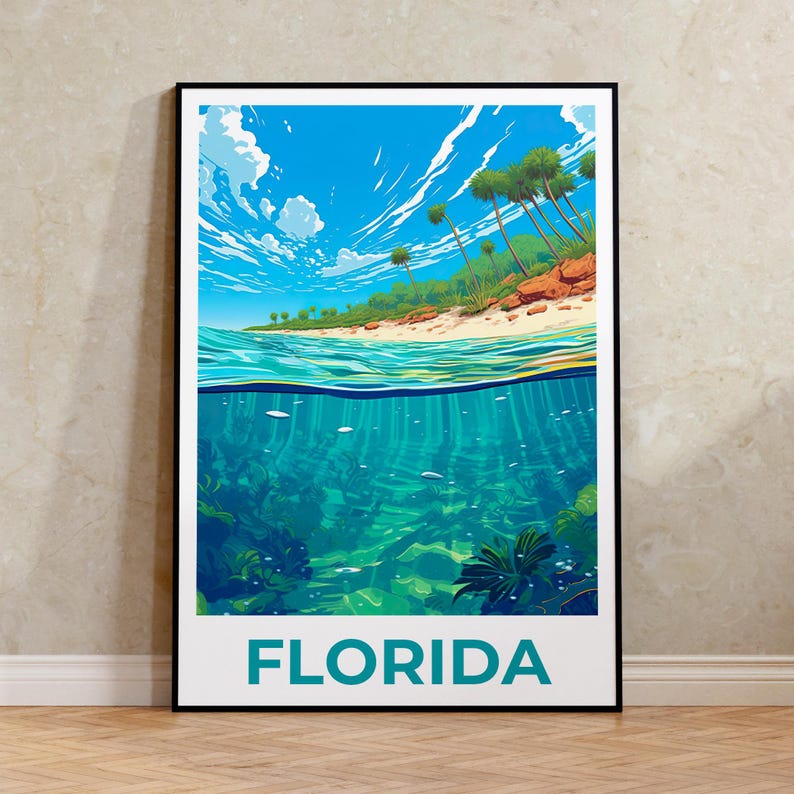 Florida Poster, Coastal Print, Florida Art, Florida Print, Beach Poster, Beach Gift, Coastline Print