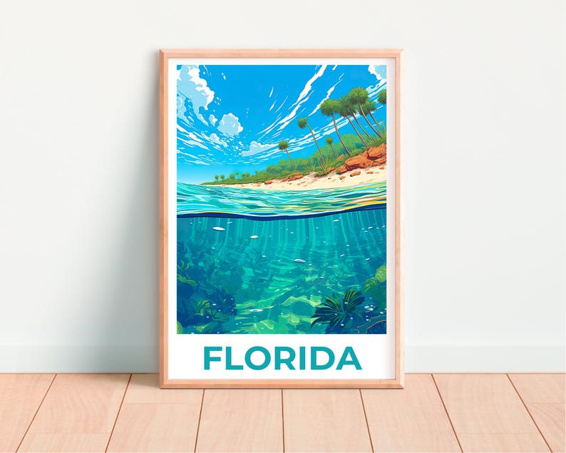 Florida Poster, Coastal Print, Florida Art, Florida Print, Beach Poster, Beach Gift, Coastline Print