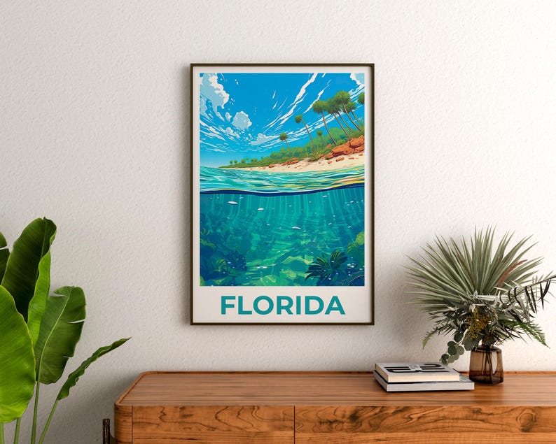 Florida Poster, Coastal Print, Florida Art, Florida Print, Beach Poster, Beach Gift, Coastline Print