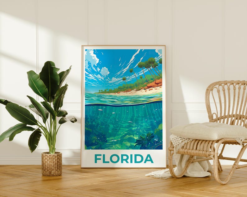 Florida Poster, Coastal Print, Florida Art, Florida Print, Beach Poster, Beach Gift, Coastline Print