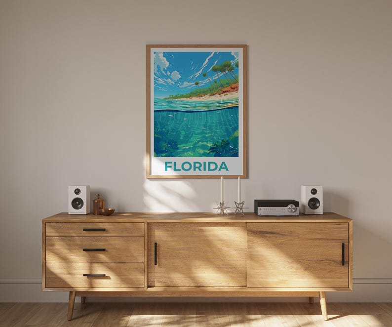Florida Poster, Coastal Print, Florida Art, Florida Print, Beach Poster, Beach Gift, Coastline Print
