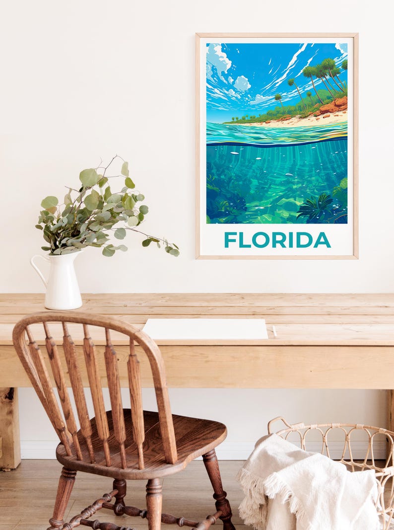 Florida Poster, Coastal Print, Florida Art, Florida Print, Beach Poster, Beach Gift, Coastline Print