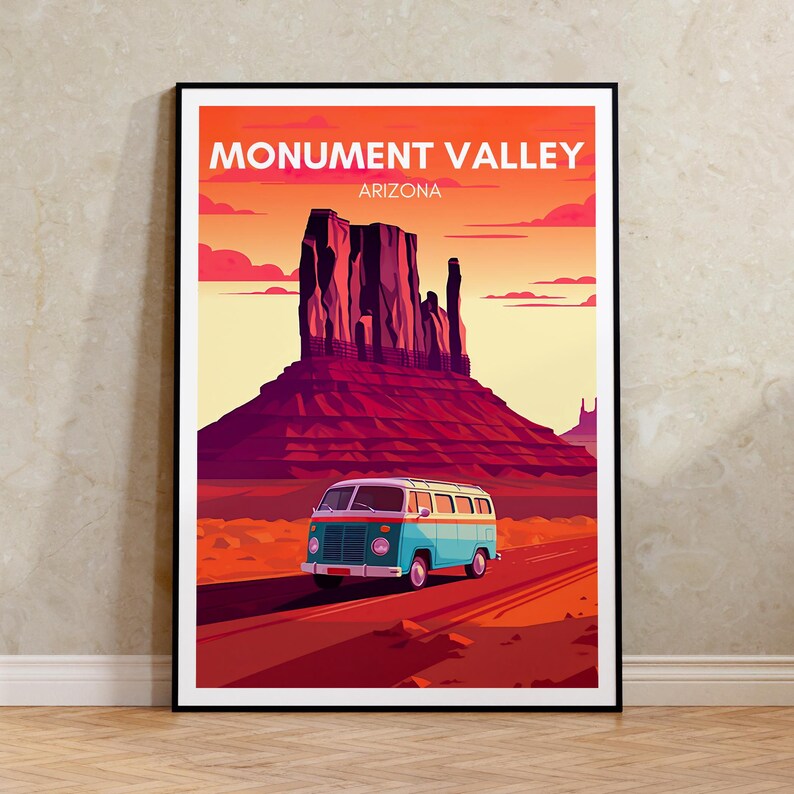 Affiche de voyage Monument Valley, Art mural Arizona, Impression Van Life, Affiche Monument Valley, Art Arizona, Affiche Arizona, Art d'affiche, Décoration murale