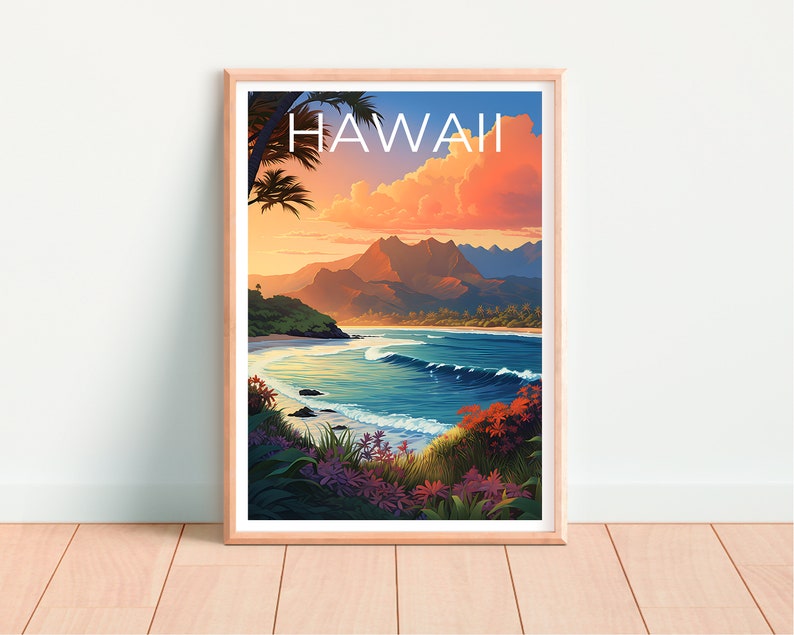 Hawaii Travel Poster, Island Wall Art, Island Print, Hawaii Poster, Island Poster, Nature Poster, Hawaii Print