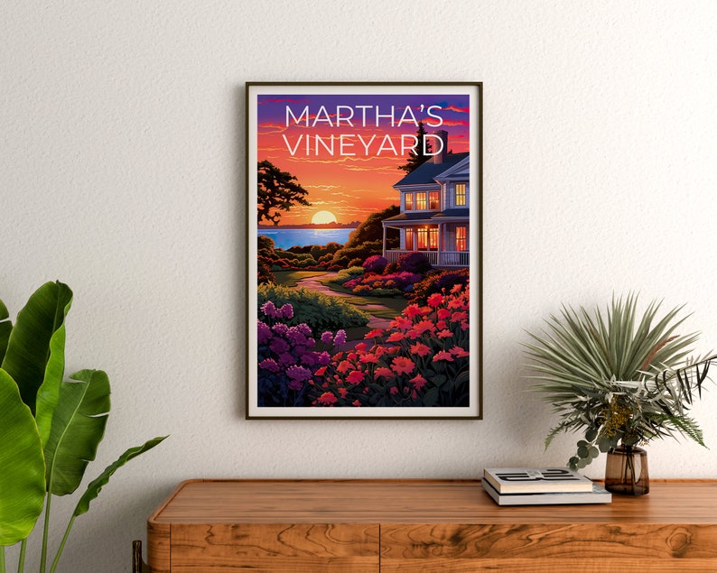Martha's Vineyard Travel Poster, Massachusetts Wall Art, Massachusetts Print, Martha's Vineyard Poster, Flower Poster, Massachusetts Print