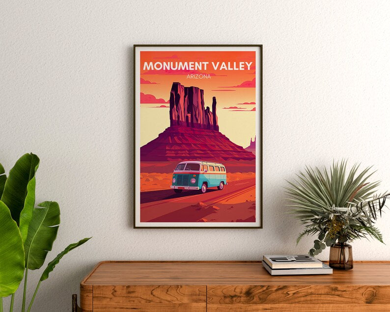 Affiche de voyage Monument Valley, Art mural Arizona, Impression Van Life, Affiche Monument Valley, Art Arizona, Affiche Arizona, Art d'affiche, Décoration murale
