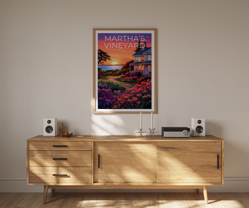 Martha's Vineyard Travel Poster, Massachusetts Wall Art, Massachusetts Print, Martha's Vineyard Poster, Flower Poster, Massachusetts Print