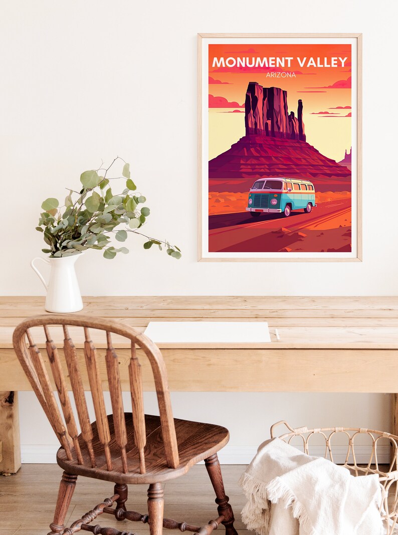 Affiche de voyage Monument Valley, Art mural Arizona, Impression Van Life, Affiche Monument Valley, Art Arizona, Affiche Arizona, Art d'affiche, Décoration murale