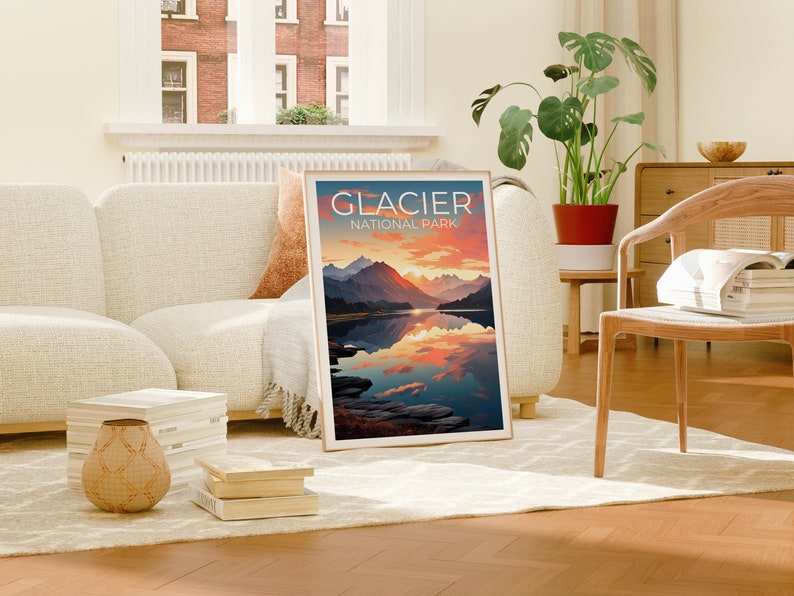 Glacier National Park Travel Poster, Montana Wall Art, Montana Print, Glacier National Park Poster, Nature Poster