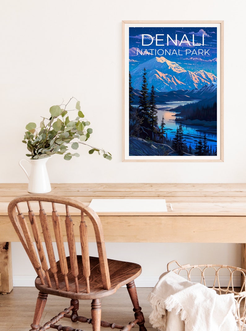 Alaska Travel Poster, Alaska Wall Art, Alaska Print, Alaska Poster, Mountain Poster, Nature Poster, Alaska Art