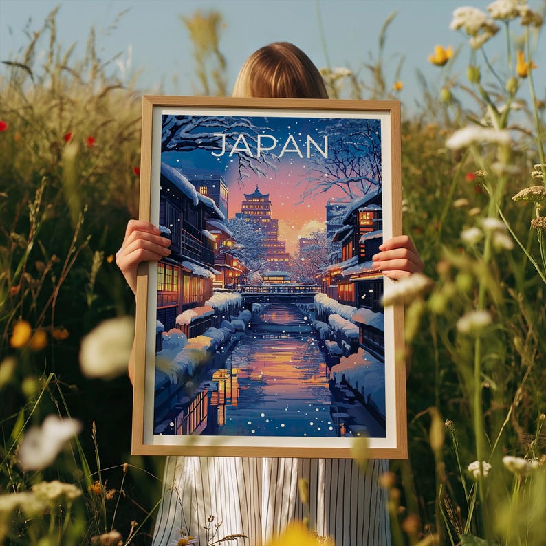 Japan Travel Print, Sapporo Poster, Japan Snow Wall Art, Cityscape Illustration, Japan Poster, Home Decor, Birthday Gift