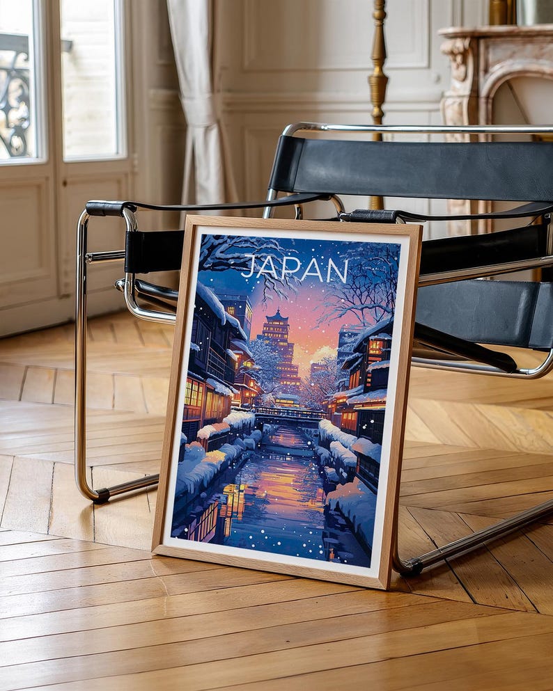 Japan Travel Print, Sapporo Poster, Japan Snow Wall Art, Cityscape Illustration, Japan Poster, Home Decor, Birthday Gift