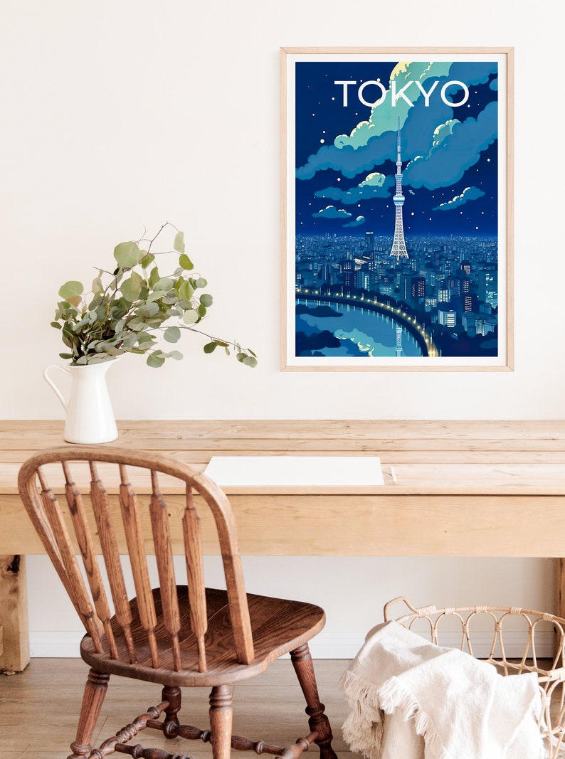 Tokyo Travel Poster, Tokyo Skytree Wall Art, Tokyo Print, Japan Poster, Tokyo Art, Asia Poster, Poster Art, Wall Decor, Office Poster