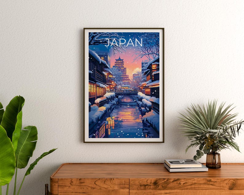 Japan Travel Print, Sapporo Poster, Japan Snow Wall Art, Cityscape Illustration, Japan Poster, Home Decor, Birthday Gift