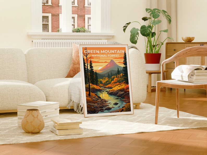 Green Mountain Poster, Vermont Wall Art, Vermont Print, Green Mountain Poster, Vermong Poster, Nature Poster, Green Mountain Art