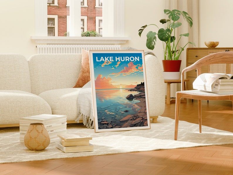 Lake Huron Travel Poster, Great Lakes Art, Great Lakes Print, Lake Huron Poster, Great Lakes Poster, Nature Poster, Lake Huron Art