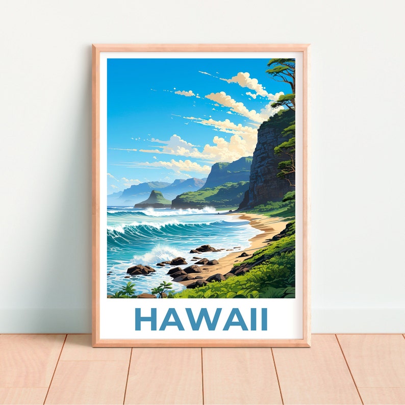 Hawaii Poster, Hawaii Print, Coast Poster, Coast Print, Hawaii Travel Poster, Coast Art, Hawaii Art