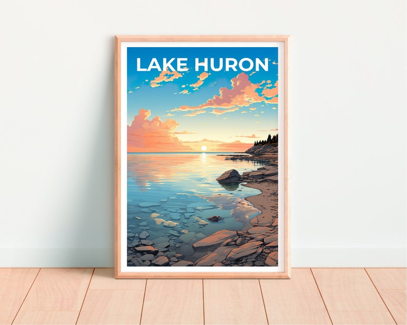 Lake Huron Travel Poster, Great Lakes Art, Great Lakes Print, Lake Huron Poster, Great Lakes Poster, Nature Poster, Lake Huron Art