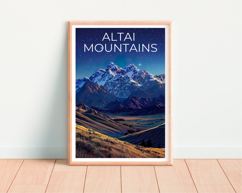 Altai Mountains Poster, Altai Mountains Print, Mongolia Poster, Mongolia Print, Altai Mountains Travel Poster, Asia Poster, Mongolia Art