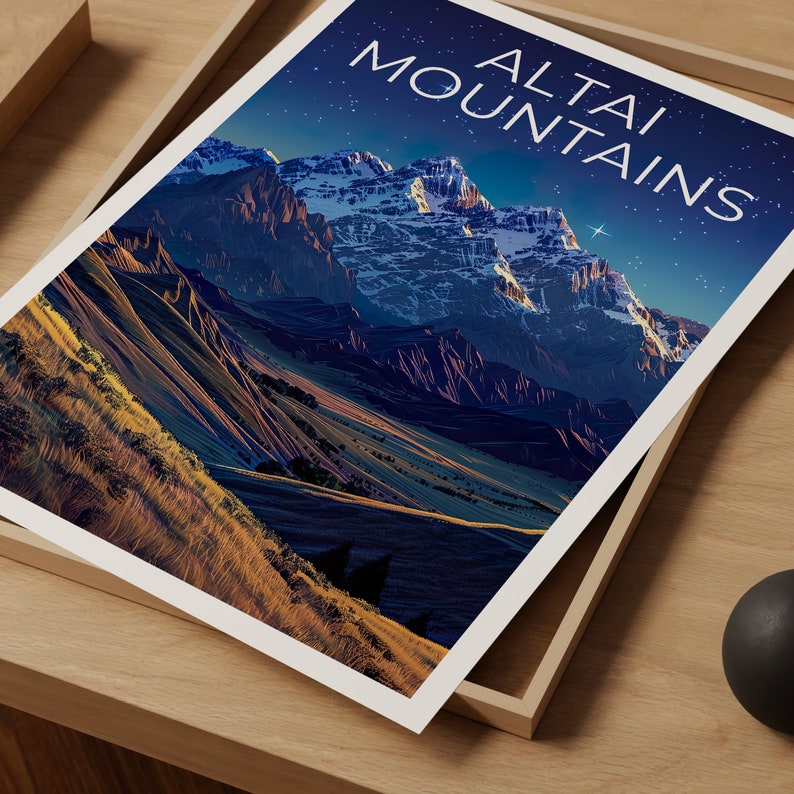 Altai Mountains Poster, Altai Mountains Print, Mongolia Poster, Mongolia Print, Altai Mountains Travel Poster, Asia Poster, Mongolia Art