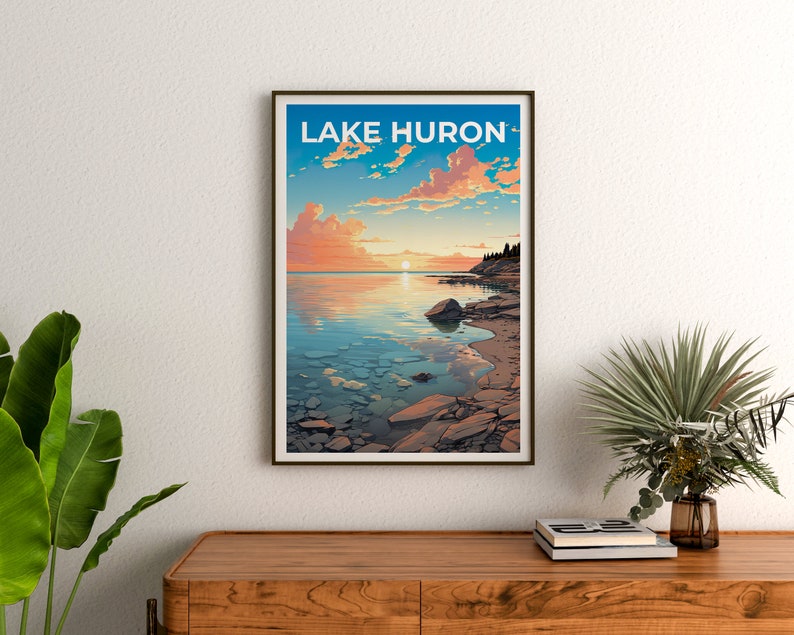 Lake Huron Travel Poster, Great Lakes Art, Great Lakes Print, Lake Huron Poster, Great Lakes Poster, Nature Poster, Lake Huron Art