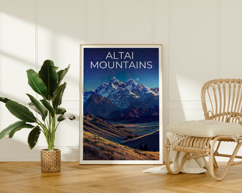 Altai Mountains Poster, Altai Mountains Print, Mongolia Poster, Mongolia Print, Altai Mountains Travel Poster, Asia Poster, Mongolia Art