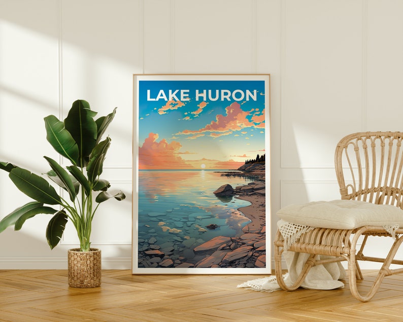 Lake Huron Travel Poster, Great Lakes Art, Great Lakes Print, Lake Huron Poster, Great Lakes Poster, Nature Poster, Lake Huron Art