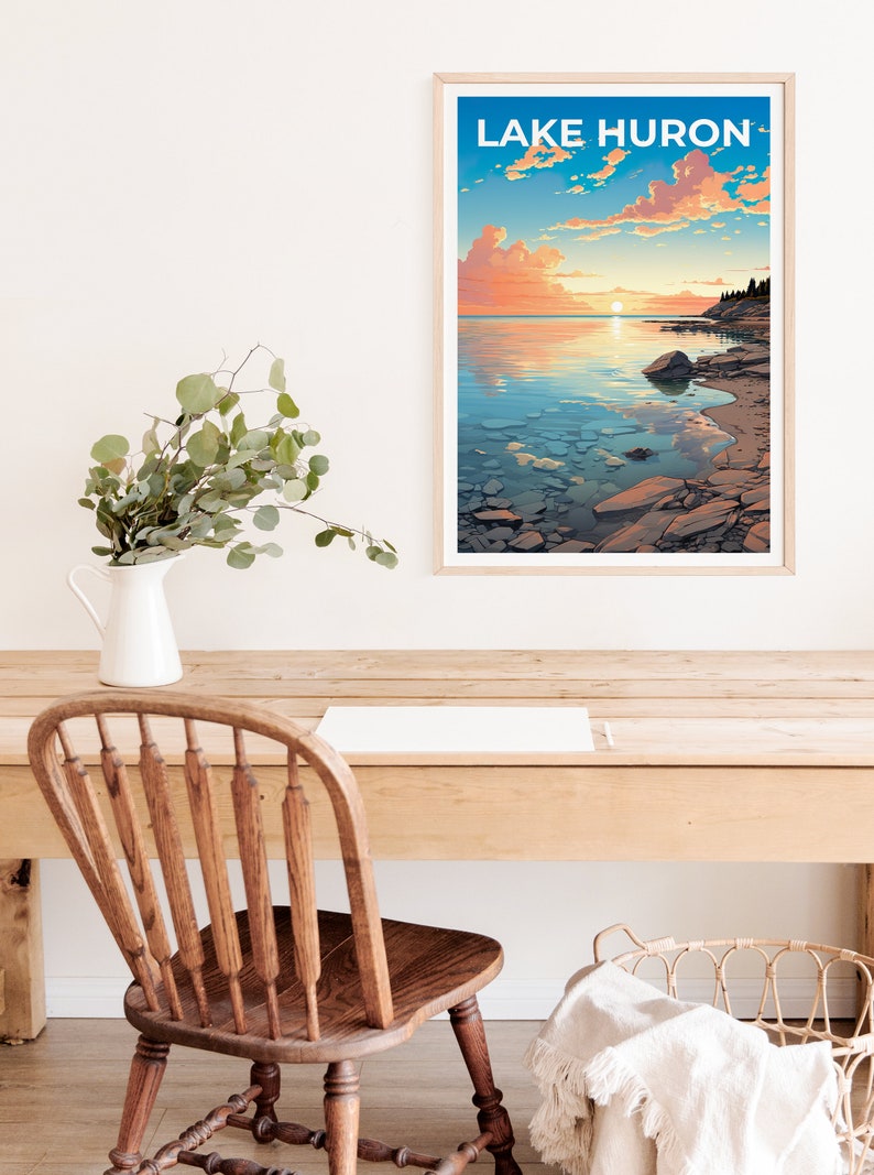 Lake Huron Travel Poster, Great Lakes Art, Great Lakes Print, Lake Huron Poster, Great Lakes Poster, Nature Poster, Lake Huron Art