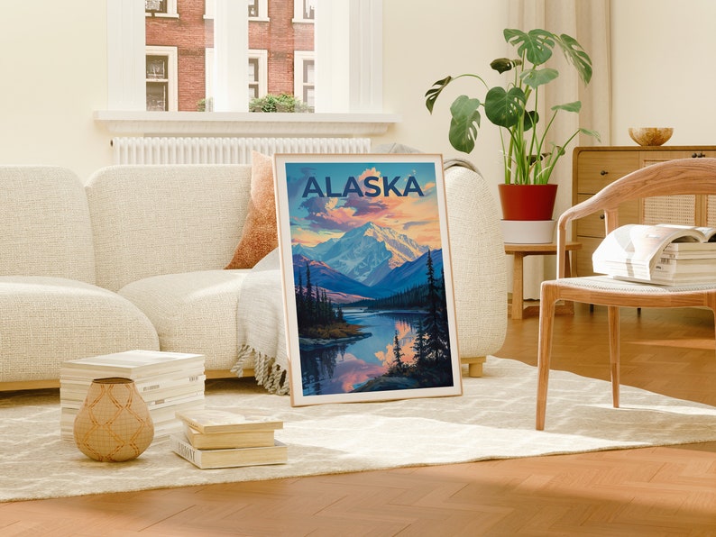 Alaska Travel Poster, Alaska Wall Art, Alaska Print, Alaska Poster, Mountain Poster, Alaska Wall Decor