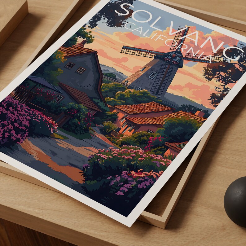 Solvang Poster, Solvang Print, California Art, California Print, Solvang Travel Poster, California Poster, Windmill Poster