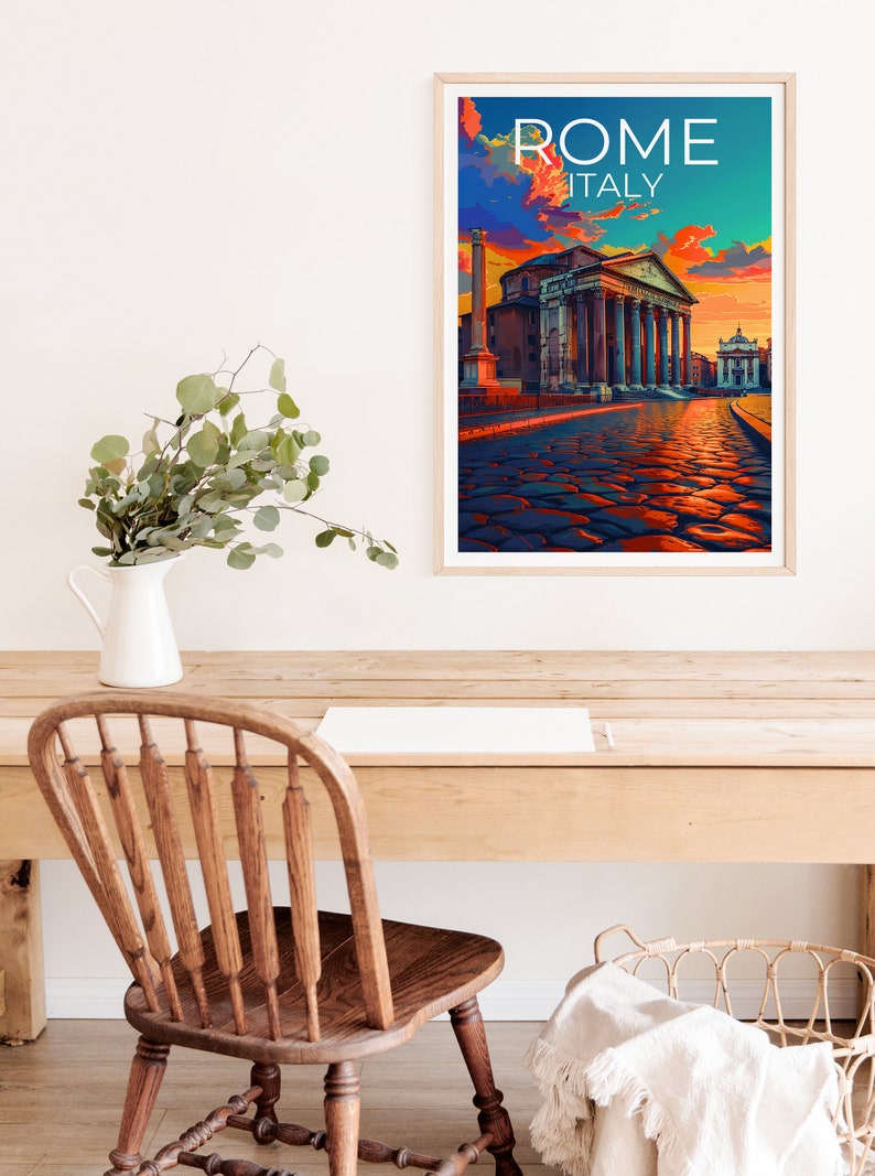Rome Travel Poster, Pantheon Wall Art, Pantheon Print, Rome Poster, Pantheon Poster, Italy Poster, Rome Art