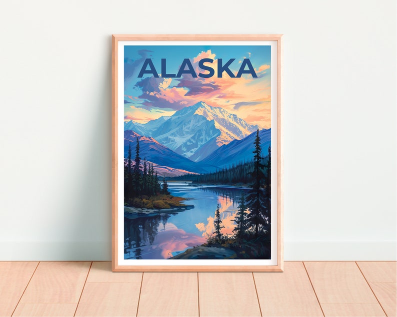 Alaska Travel Poster, Alaska Wall Art, Alaska Print, Alaska Poster, Mountain Poster, Alaska Wall Decor