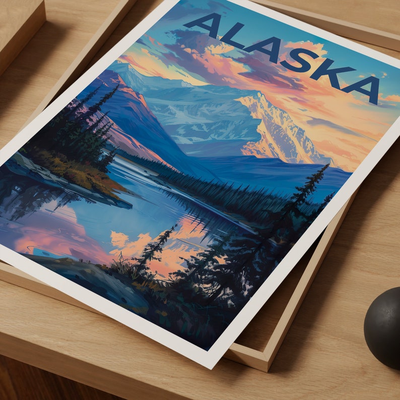 Alaska Travel Poster, Alaska Wall Art, Alaska Print, Alaska Poster, Mountain Poster, Alaska Wall Decor