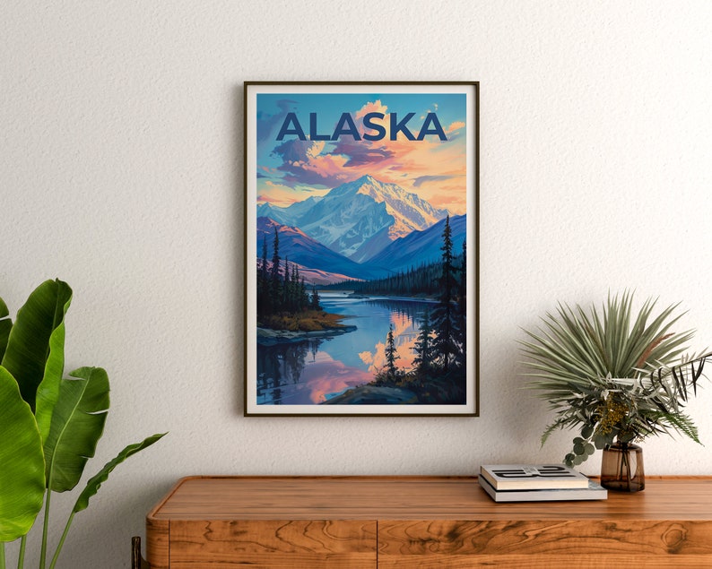 Alaska Travel Poster, Alaska Wall Art, Alaska Print, Alaska Poster, Mountain Poster, Alaska Wall Decor
