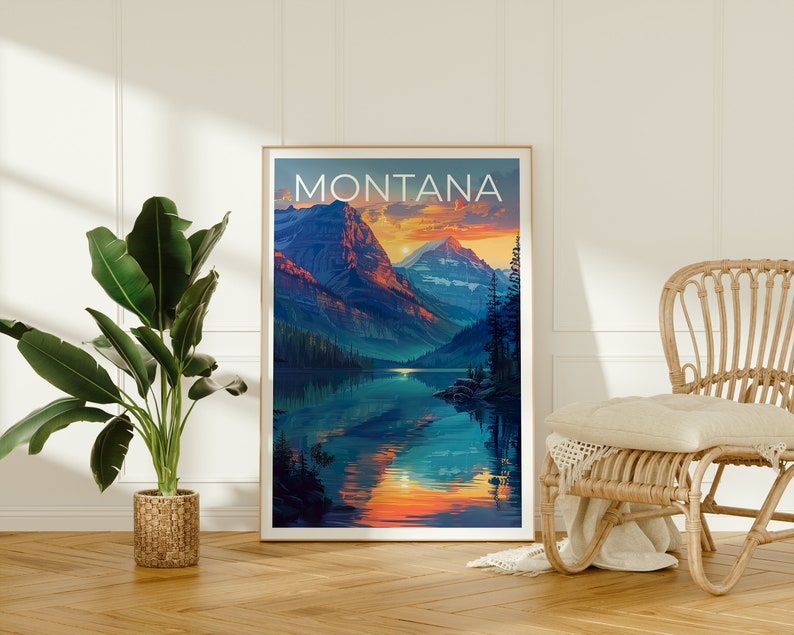 Montana Poster, Montana Print, Mountain Poster, Hiking Poster, Montana Gift, Forest Poster, Montana Art