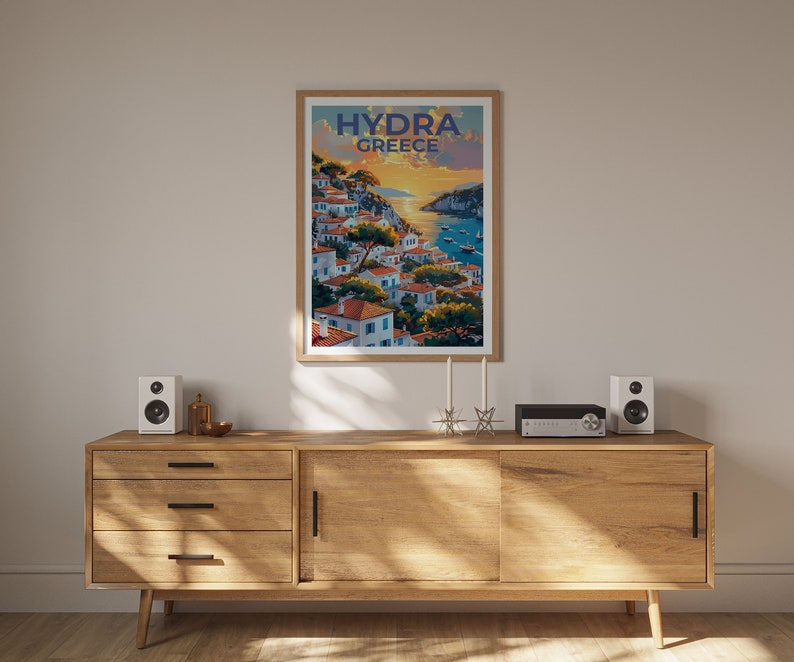 Hydra Travel Poster, Greece Wall Art, Hydra Print, Hydra Poster, Greece Poster, Greek Island Poster, Greece Gift