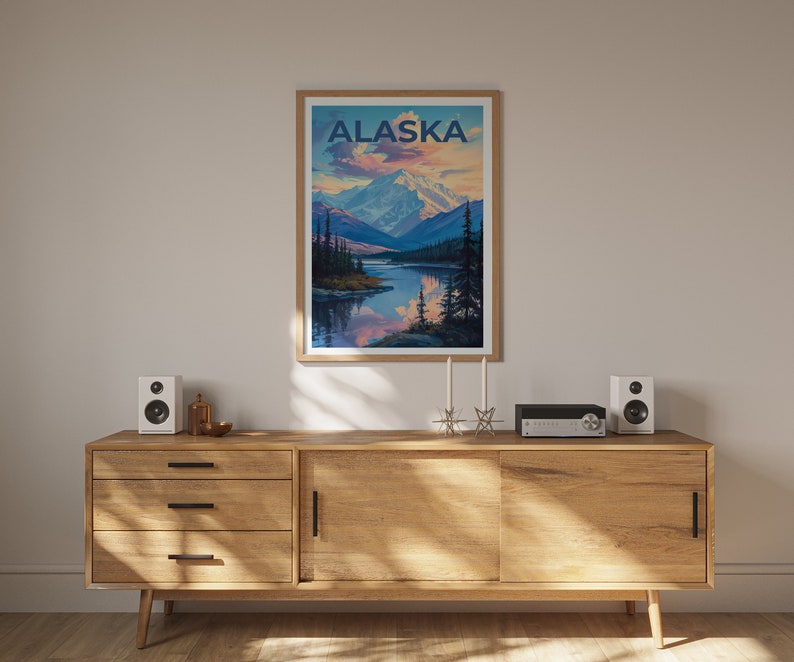 Alaska Travel Poster, Alaska Wall Art, Alaska Print, Alaska Poster, Mountain Poster, Alaska Wall Decor
