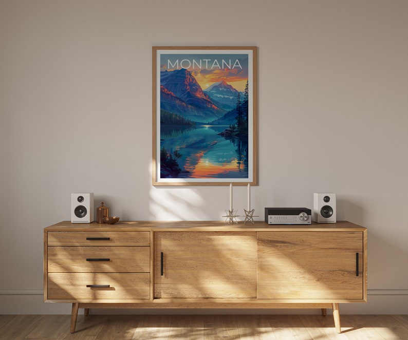 Montana Poster, Montana Print, Mountain Poster, Hiking Poster, Montana Gift, Forest Poster, Montana Art