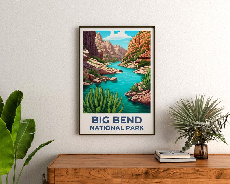 Big Bend National Park Poster, Texas Travel Print, Big Bend Art, Canyon Print, Texas Poster, Hiking Gift