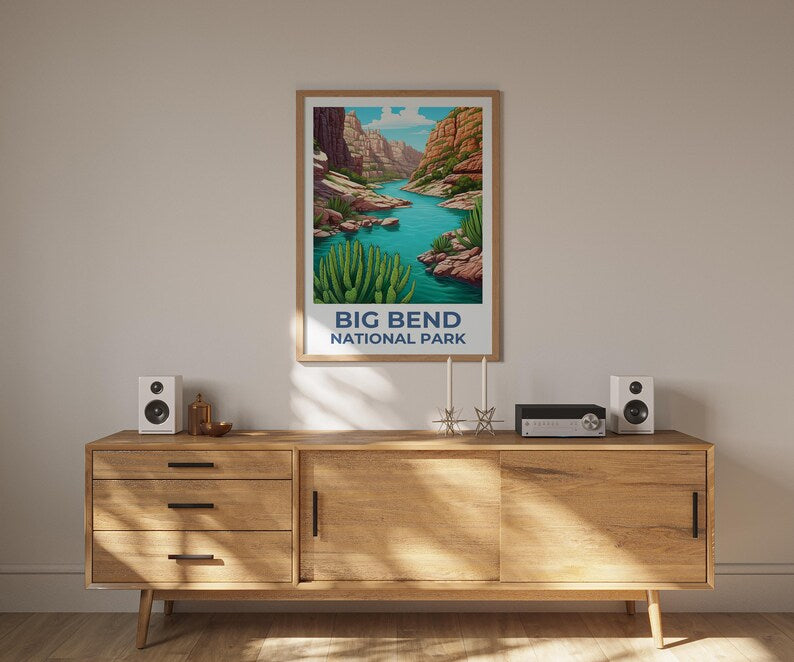 Big Bend National Park Poster, Texas Travel Print, Big Bend Art, Canyon Print, Texas Poster, Hiking Gift