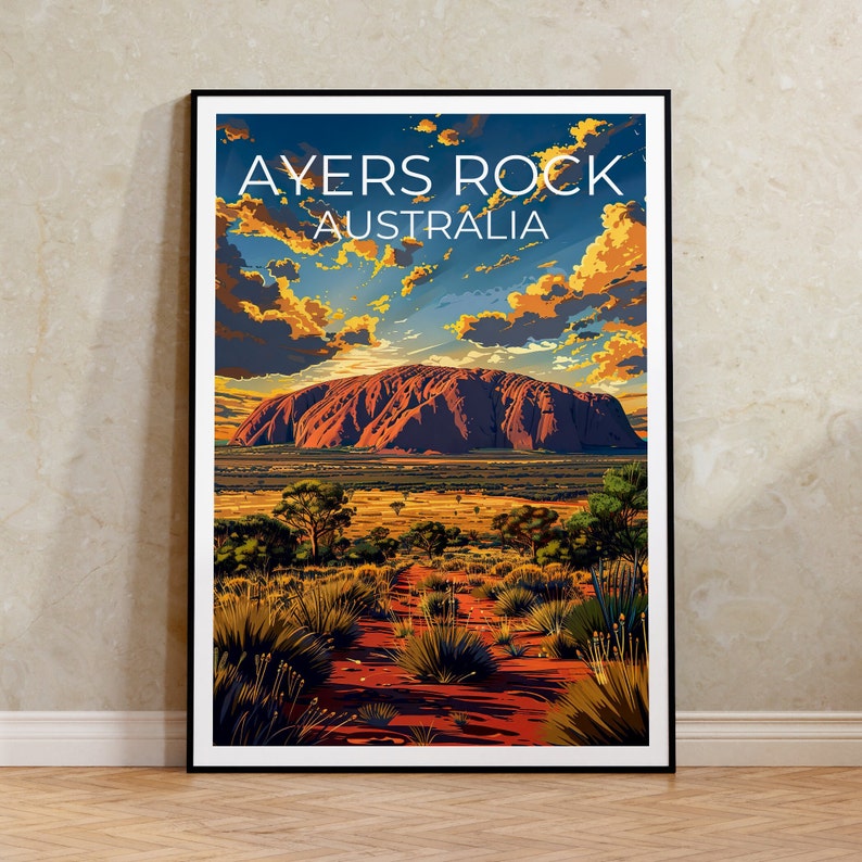 Ayers Rock Poster, Ayers Rock Print, Uluru Poster, Uluru Art, Australia Poster, Uluru Print, Ayers Rock Gift