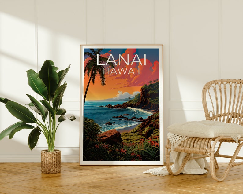 Lanai Travel Poster, Hawaii Wall Art, Hawaii Print, Lanai Poster, Hawaii Poster, Lanai Print, Lanai Art