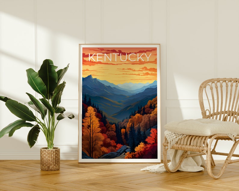 Kentucky Poster, Kentucky Druck, Berge Poster, Berge Druck, Wald Reise Poster, Herbst Poster, Kentucky Kunst