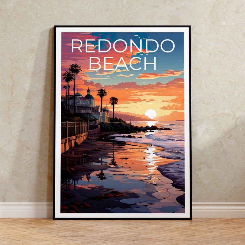Redondo Beach Poster, California Print, California Art, Redondo Beach Print, California Travel Poster, Coast Poster, Redondo Beach Gift